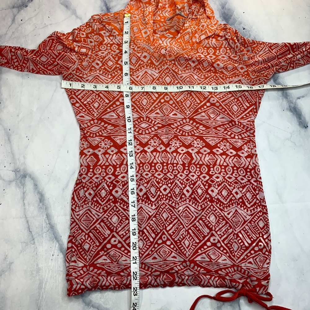 Athleta Hidden Lake Hoodie Red Orange Burnout Top - Picture 7 of 8